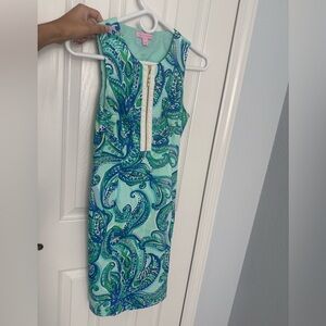 lilly pulitzer dress size 00 blue green floral print